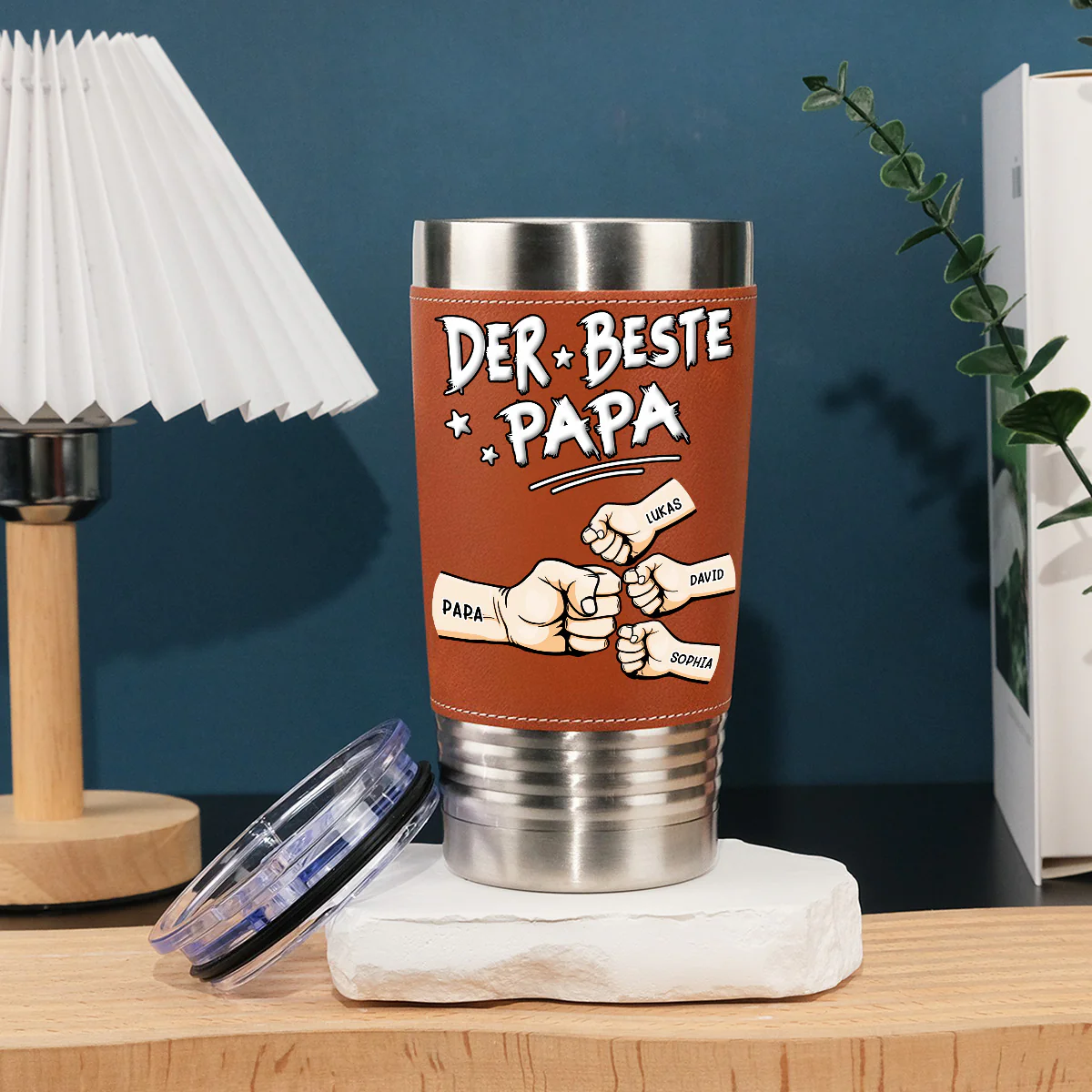 Bester Papa - Personalisierter Lederbecher - Image 3