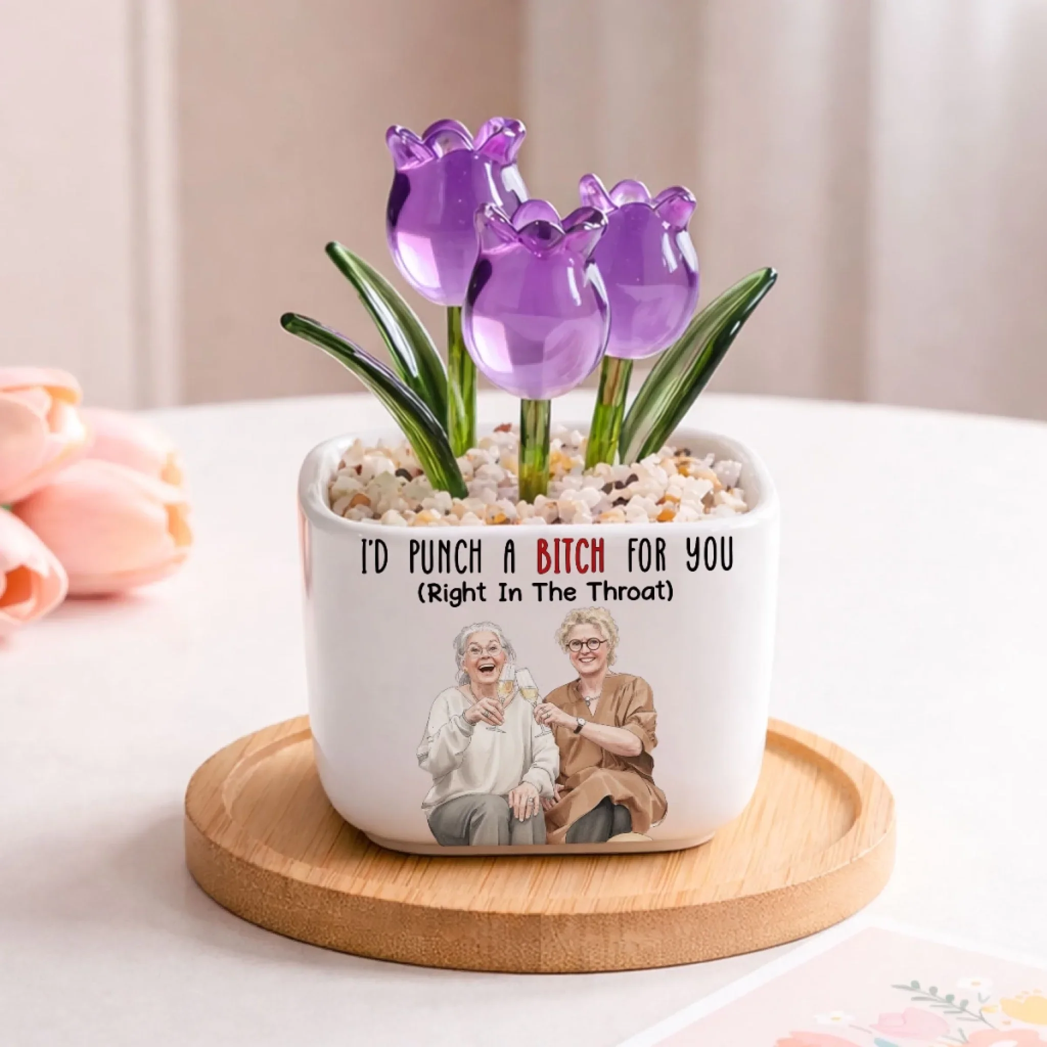 Bestie Blossom - Personalized Custom Glass Everlasting Tulips