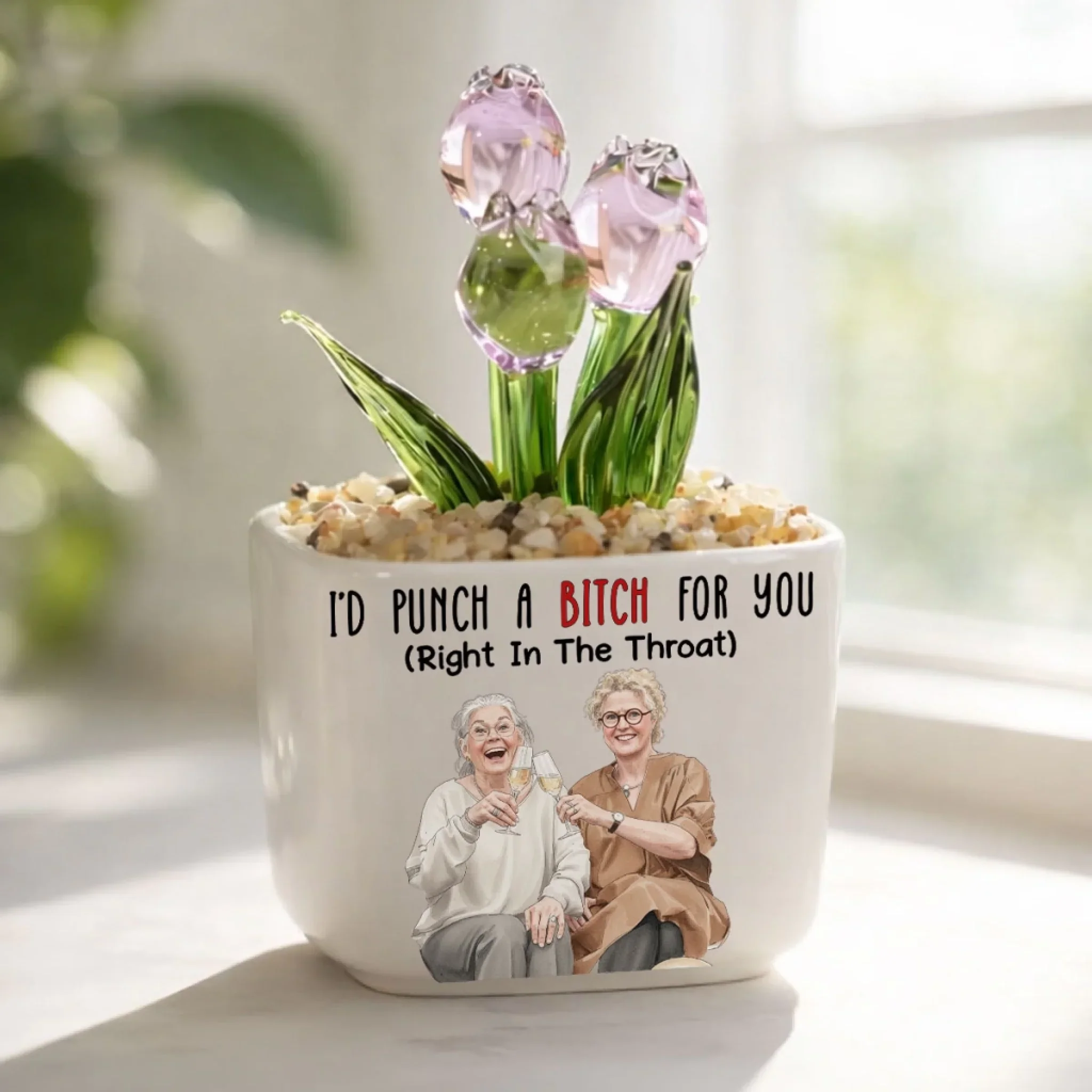 Bestie Blossom - Personalized Custom Glass Everlasting Tulips - Image 2