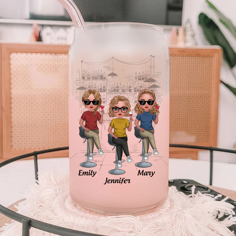 Bestie Check - Personalized Custom Glass Can - Image 5
