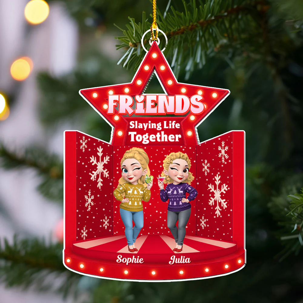 Bestie Claus Is Coming To Town - Personalized Custom Acrylic Ornament - Image 2