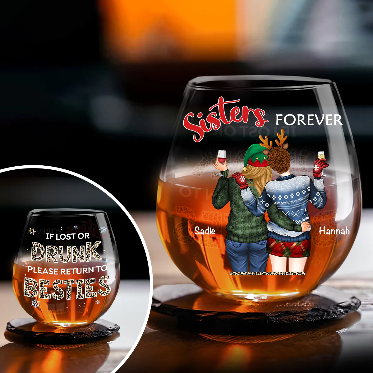 Bestie Drunk - Personalized Custom Wine Glass - Image 2