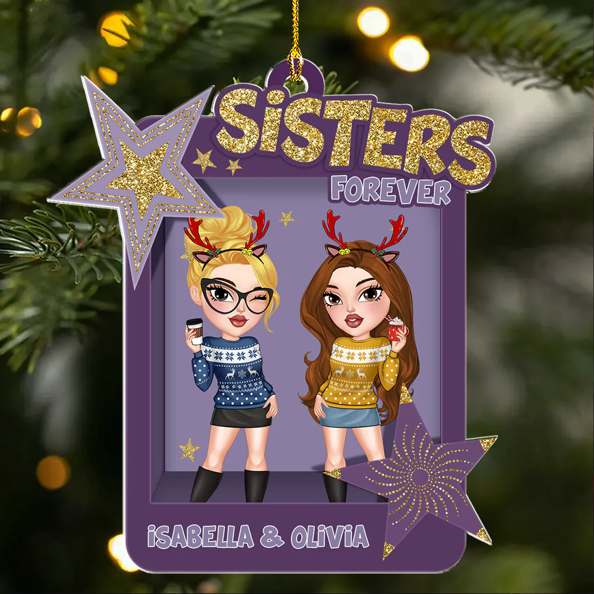 Bestie Energy Only - Personalized Custom Acrylic Ornament - Image 2