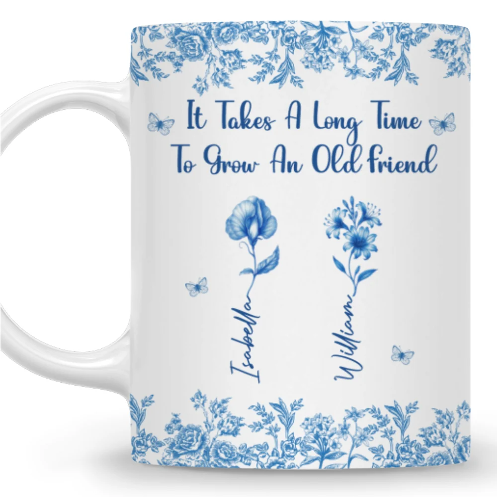 Bestie Flowers Toile De Jouy Style - Personalized Custom Coffee Mug - Image 7