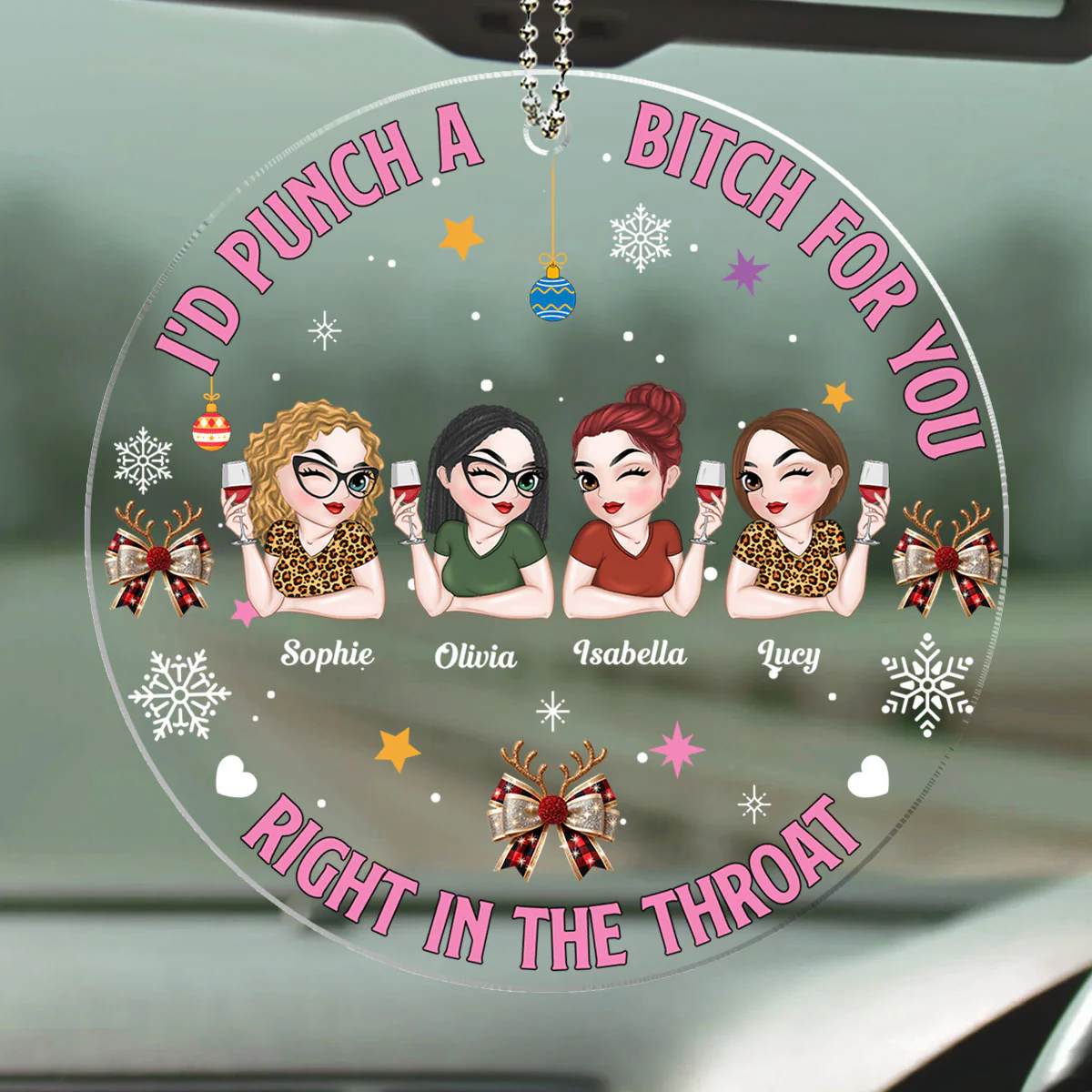 Bestie Right In The Throat - Personalized Custom Car Ornament - Image 3