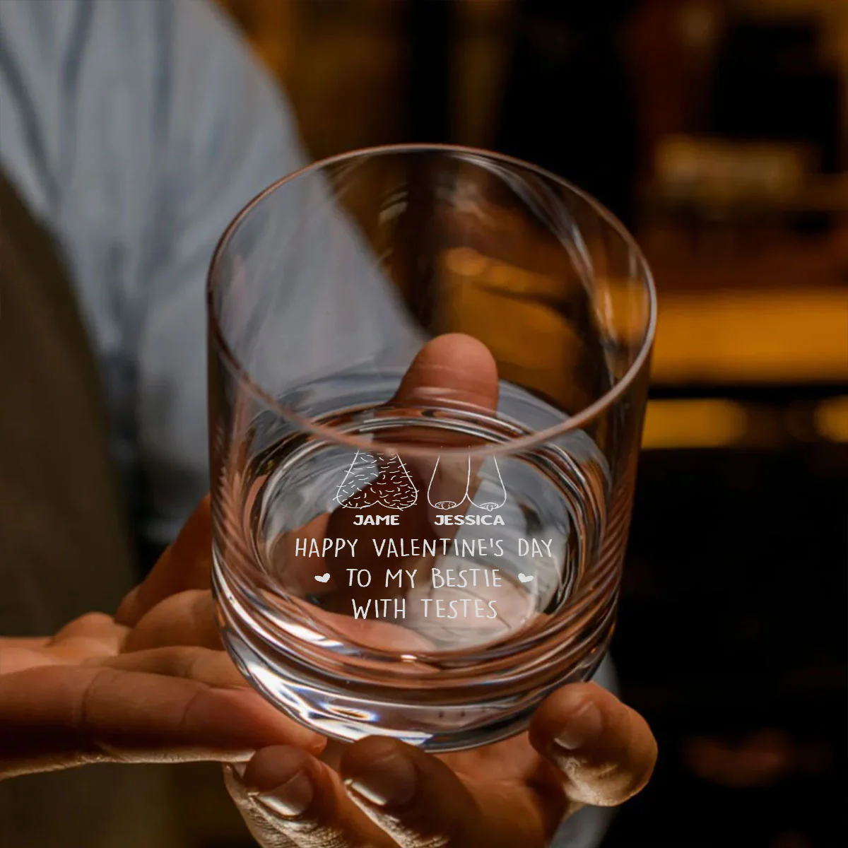 Bestie With Testes- Personalized Custom Engraved Whiskey Glass - Image 3