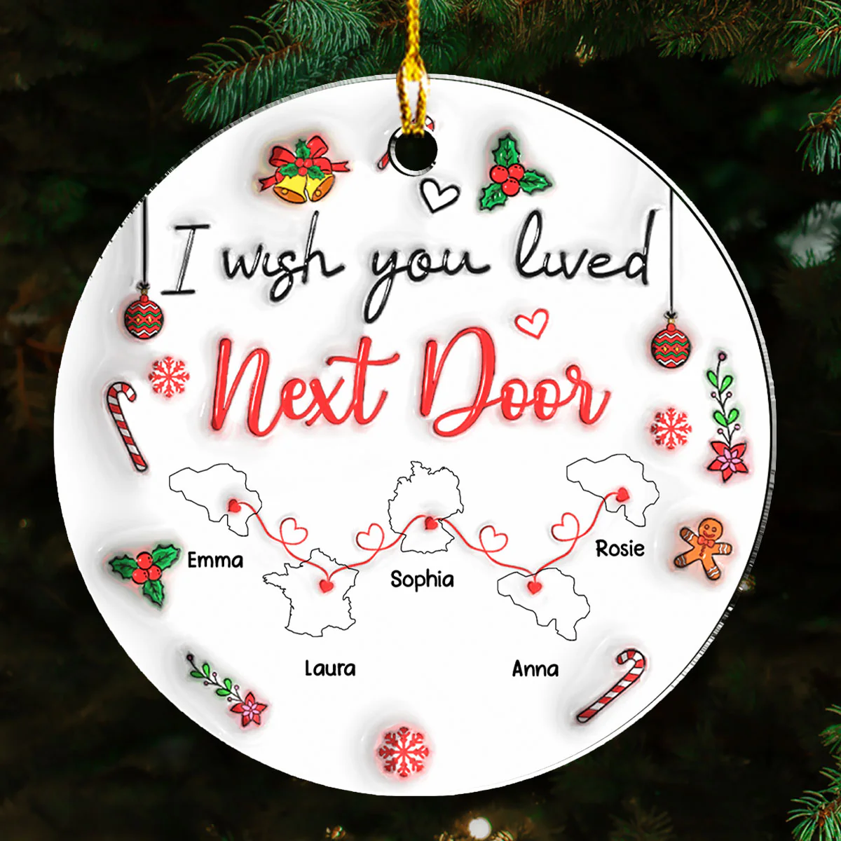 Besties Are Always Close At Heart Country Version - Personalized Custom 3D Inflated Effect Acrylic Ornament - Image 4