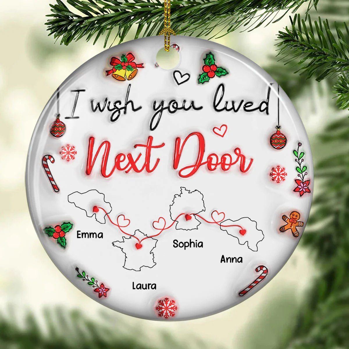 Besties Are Always Close At Heart Country Version - Personalized Custom 3D Inflated Effect Ceramic Ornament - Image 4