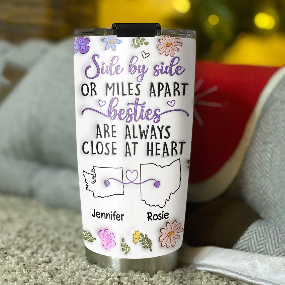 Besties Are Always Close At Heart - Personalized Custom 3D Inflated Effect Tumbler - Image 3