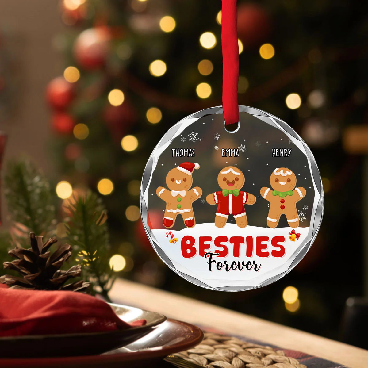 Besties Cookies - Personalized Custom Glass Ornament - Image 2