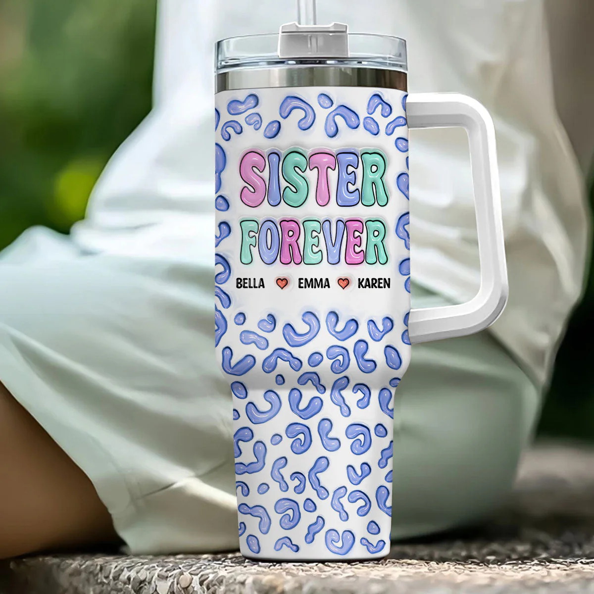 Besties For The Resties - Personalized Custom 3D Inflated Effect Printed 40 Oz Tumbler - Image 2