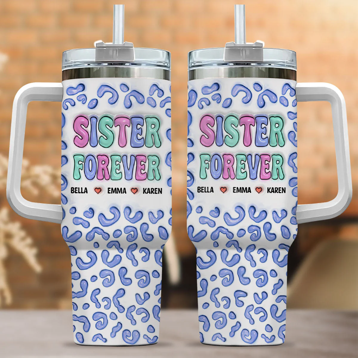 Besties For The Resties - Personalized Custom 3D Inflated Effect Printed 40 Oz Tumbler - Image 6