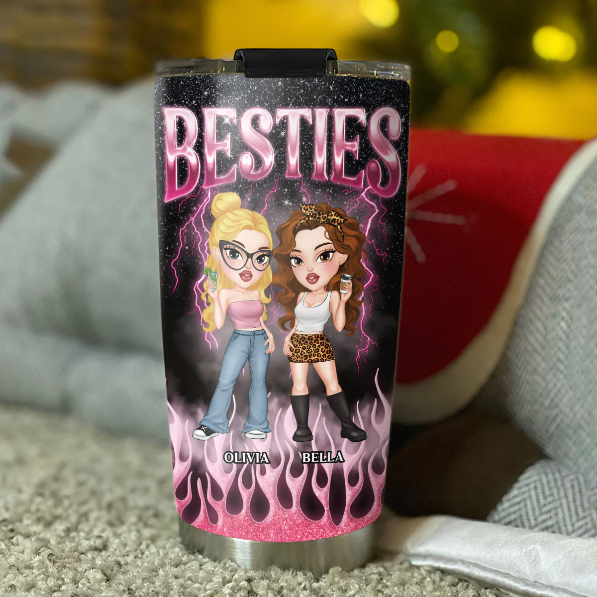 Besties Forever Cool Style - Personalized Custom Tumbler - Image 2