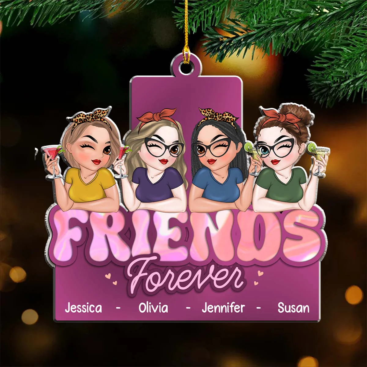 Besties Forever - Personalized Custom Acrylic Ornament - Image 3