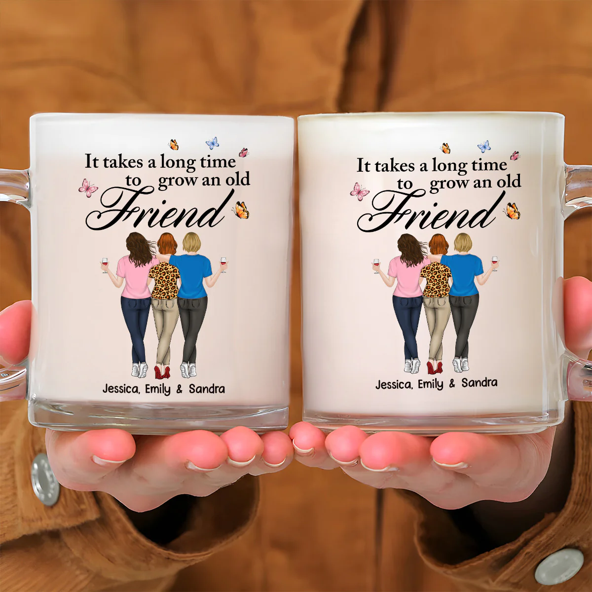 Besties Forever - Personalized Custom Glass Mug - Image 2