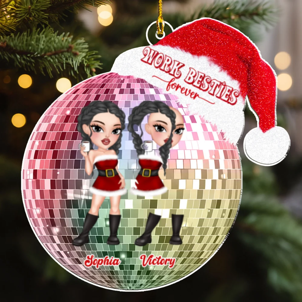 Besties Forever Santa Disco Ball - Personalized Custom Acrylic Ornament - Image 5