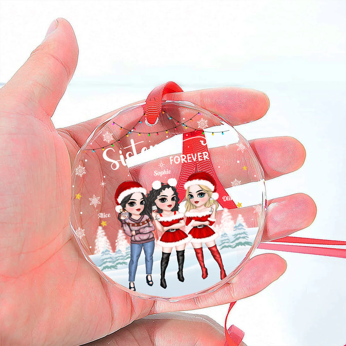 Besties Forever Version 2 - Personalized Custom Glass Ornament - Image 2