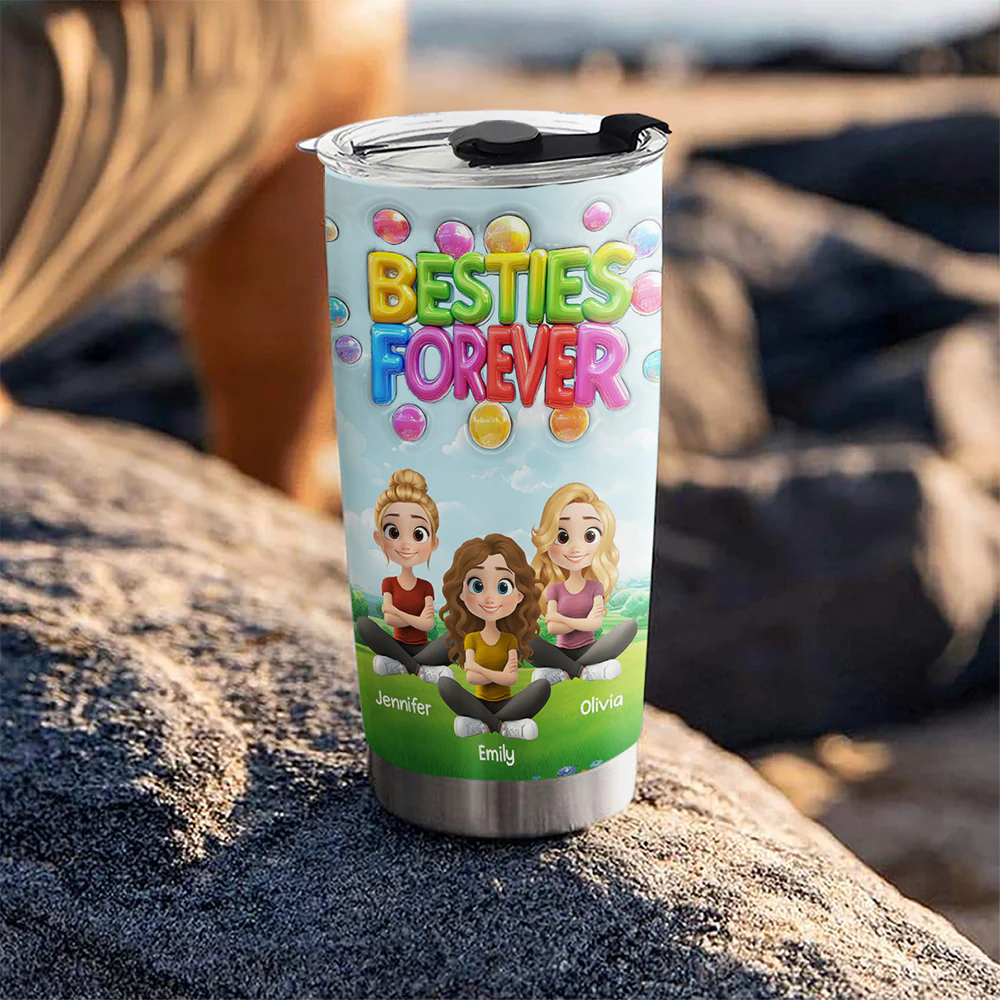 Besties Love Moments - Personalized Custom 3D Inflated Effect Tumbler - Image 5
