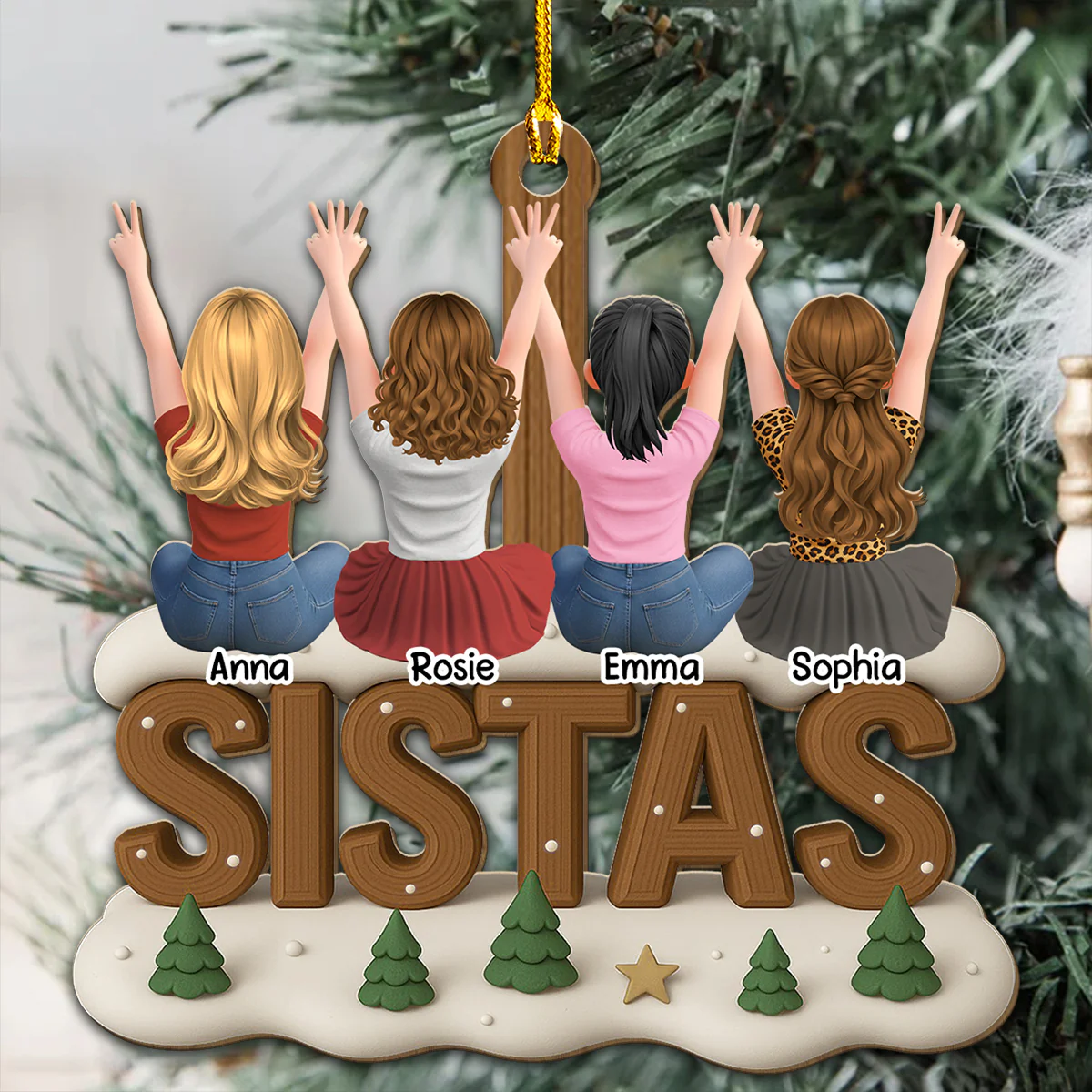 Besties Since Forever - Personalized Custom 3D Effect Wood Ornament - Image 3