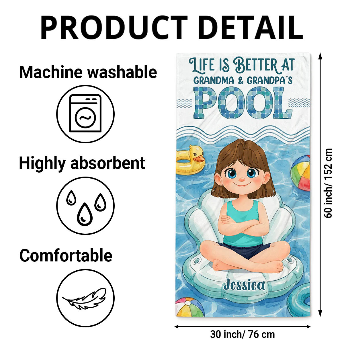 Better At Grandma Pool - Personalized Custom Beach Towel - Image 6