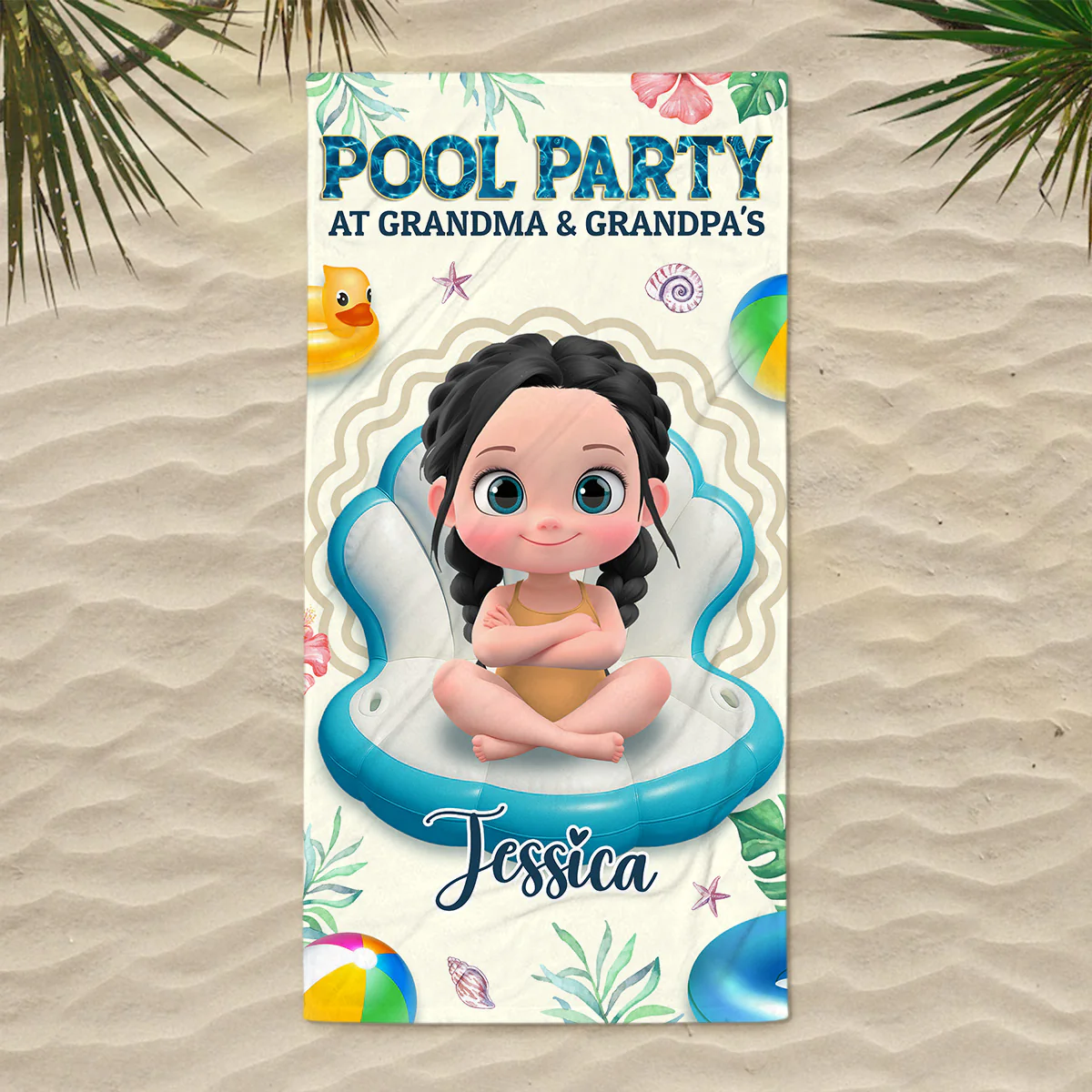 Better At Grandma Pool - Personalized Custom Beach Towel - Image 2