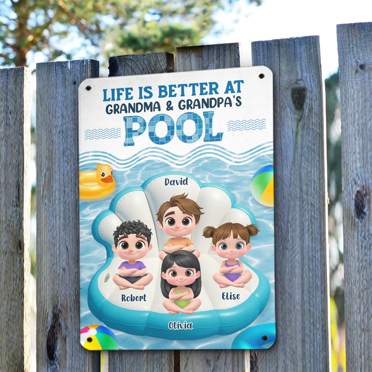 Better At Grandma Pool - Personalized Custom Metal Sign - Image 2