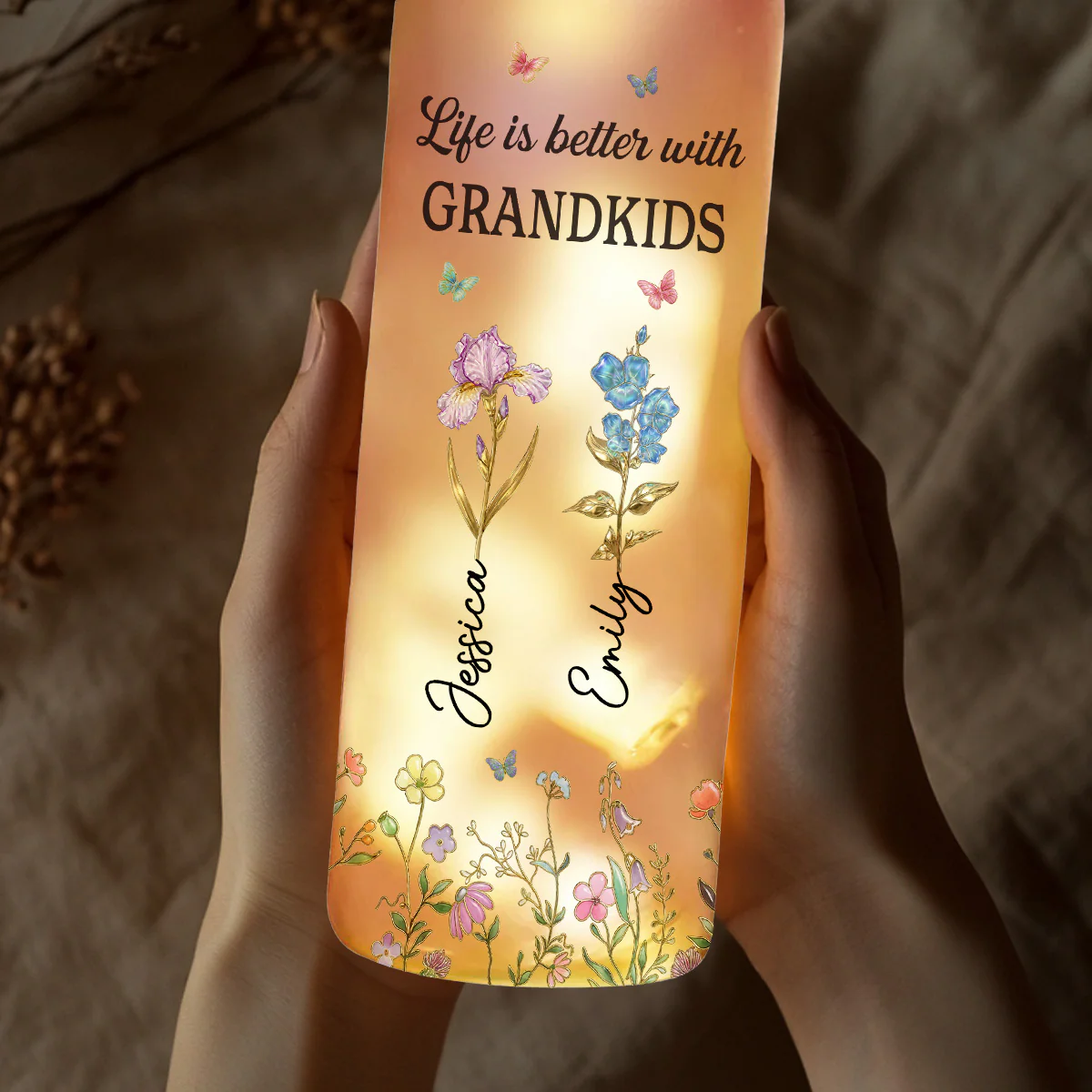 Better Life With Grandkinds - Personalized Custom Bottle Lamp - Image 2