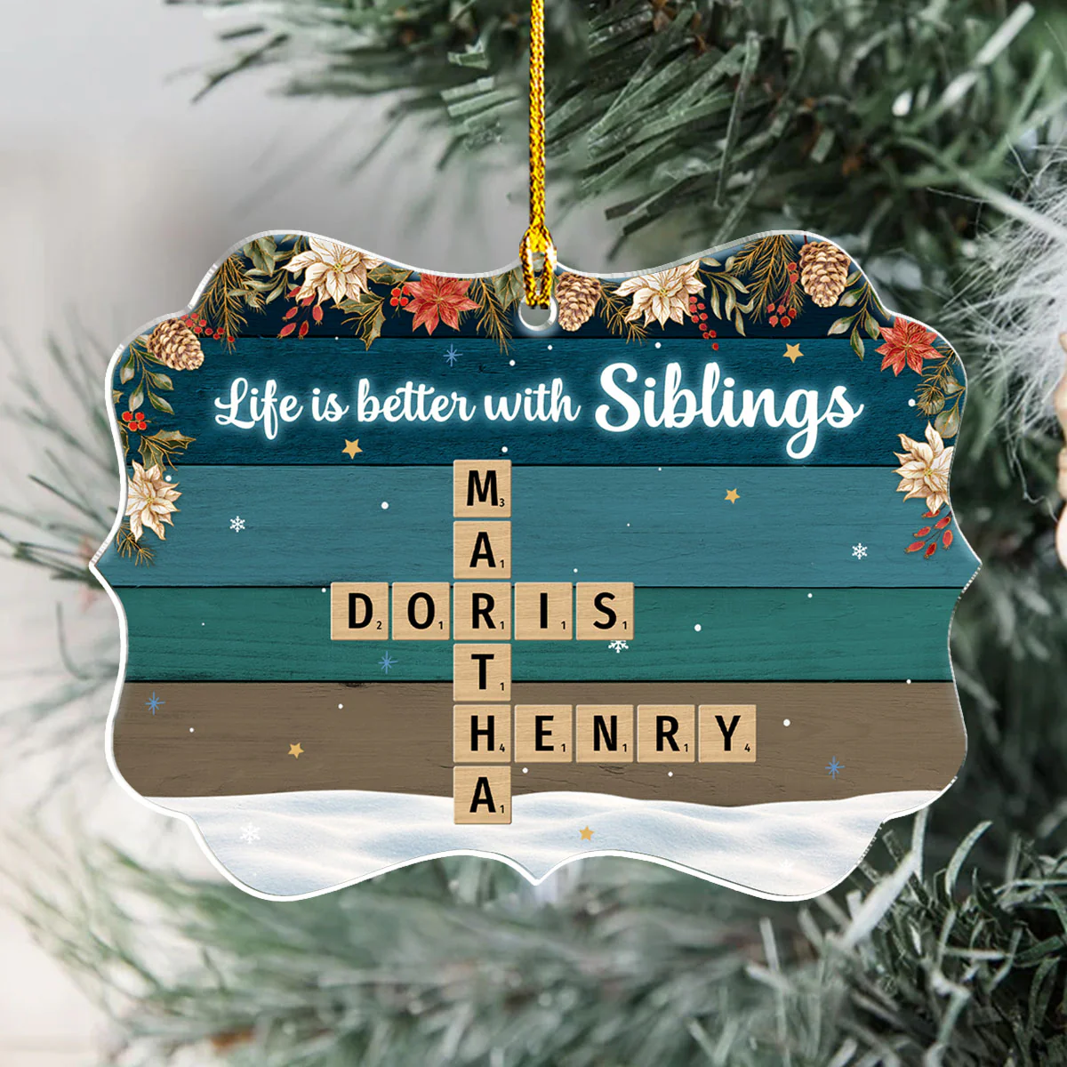 Better With Siblings - Personalized Custom Acrylic Ornament - Image 3