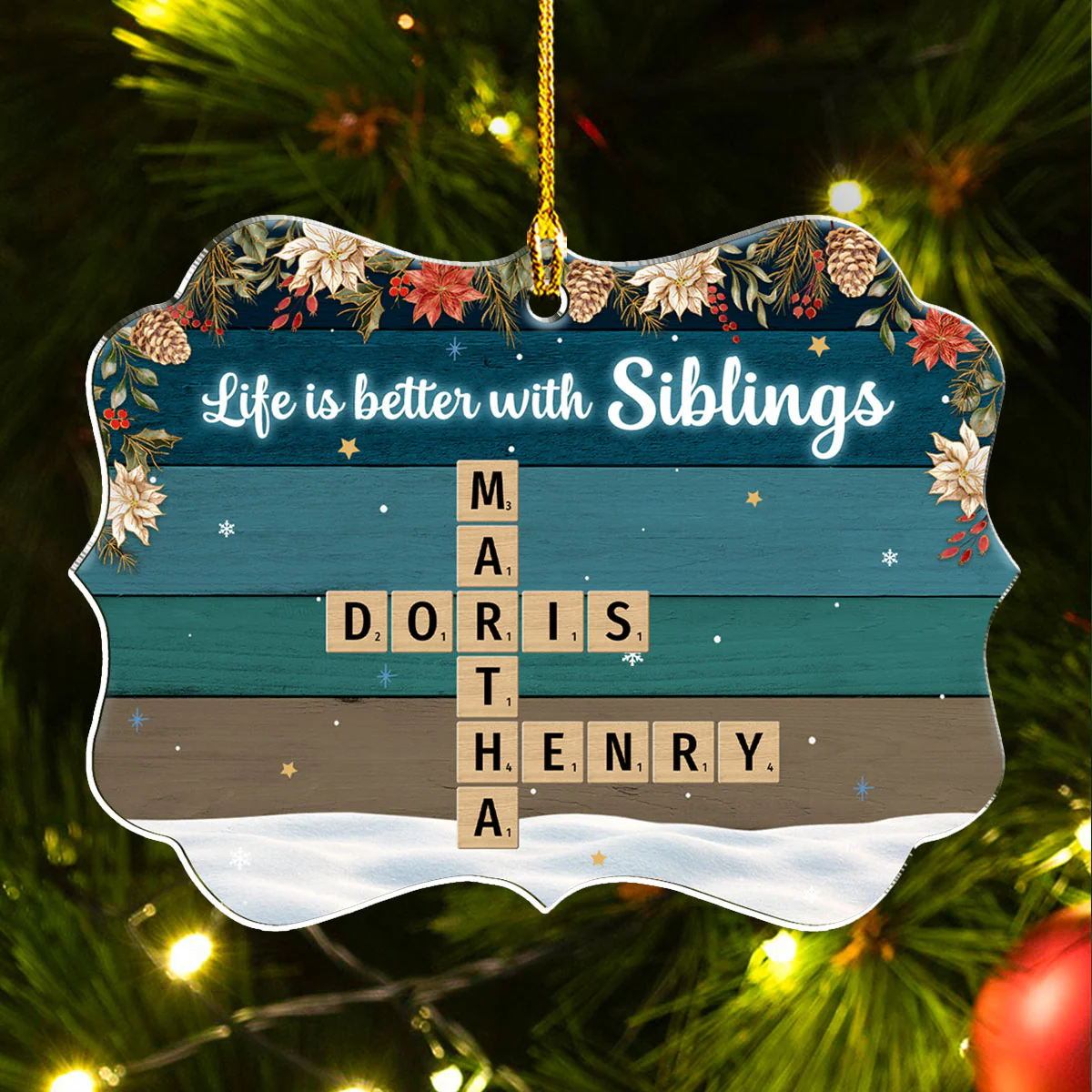Better With Siblings - Personalized Custom Acrylic Ornament - Image 4