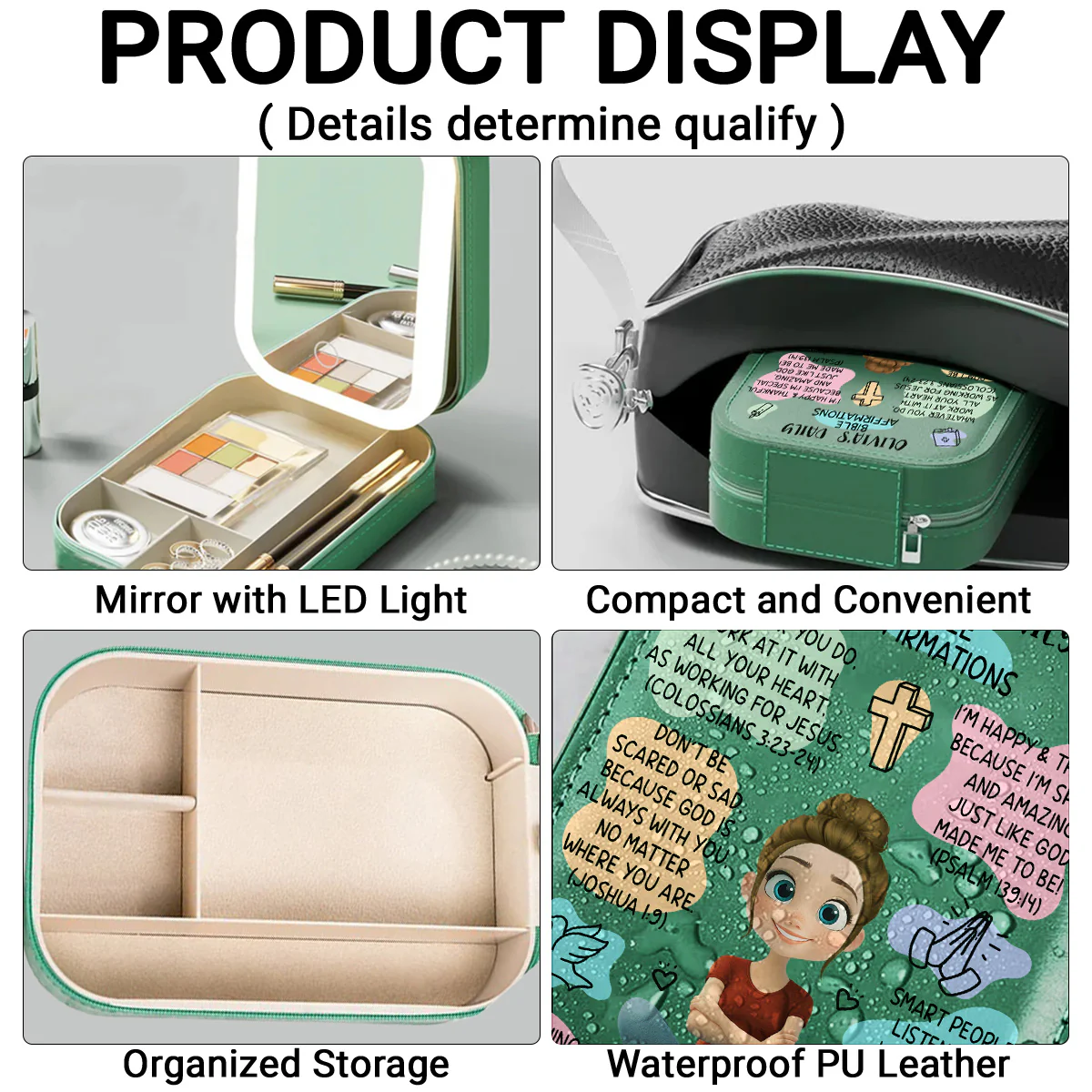Bible Affirmations - Personalized Custom Jewelry Box With LED Mirror - Image 3