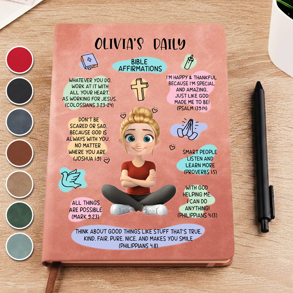 Bible Affirmations - Personalized Custom Leather Journal