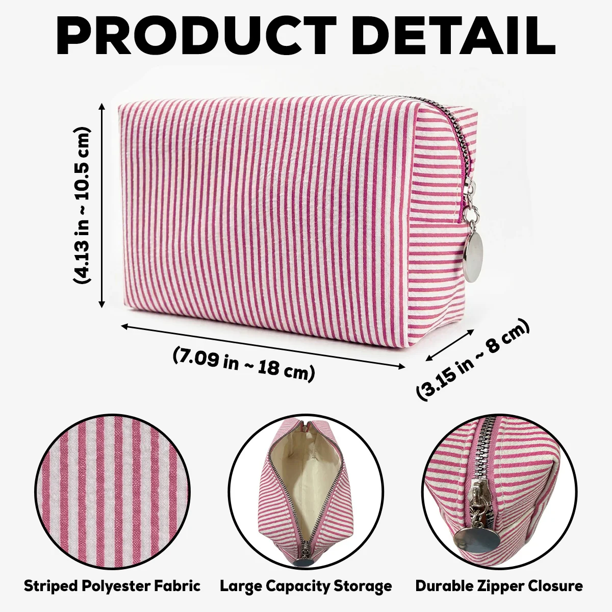 Birth Month Flower - Personalized Custom Seersucker Print Makeup Bag - Image 8