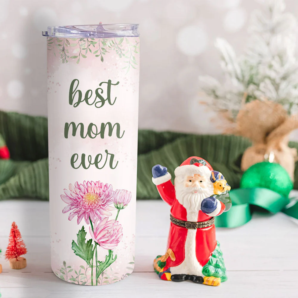 Birthflower Mom Grandma - Personalized Custom Skinny Tumbler - Image 5