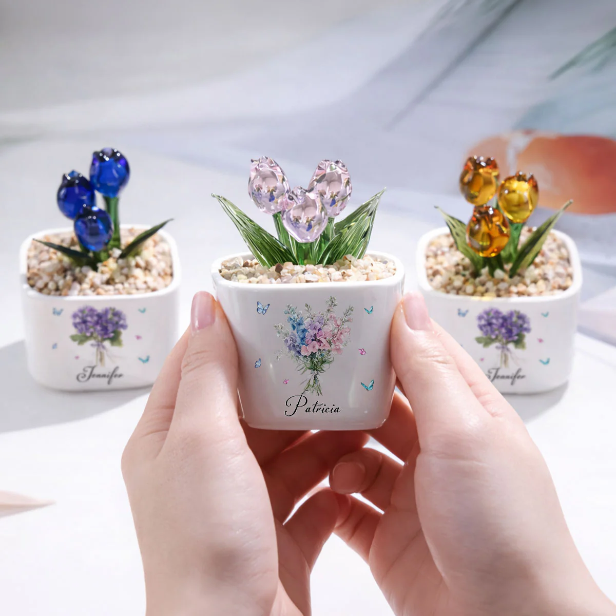 Birthmonth Flower - Personalized Custom Glass Everlasting Tulips - Image 5