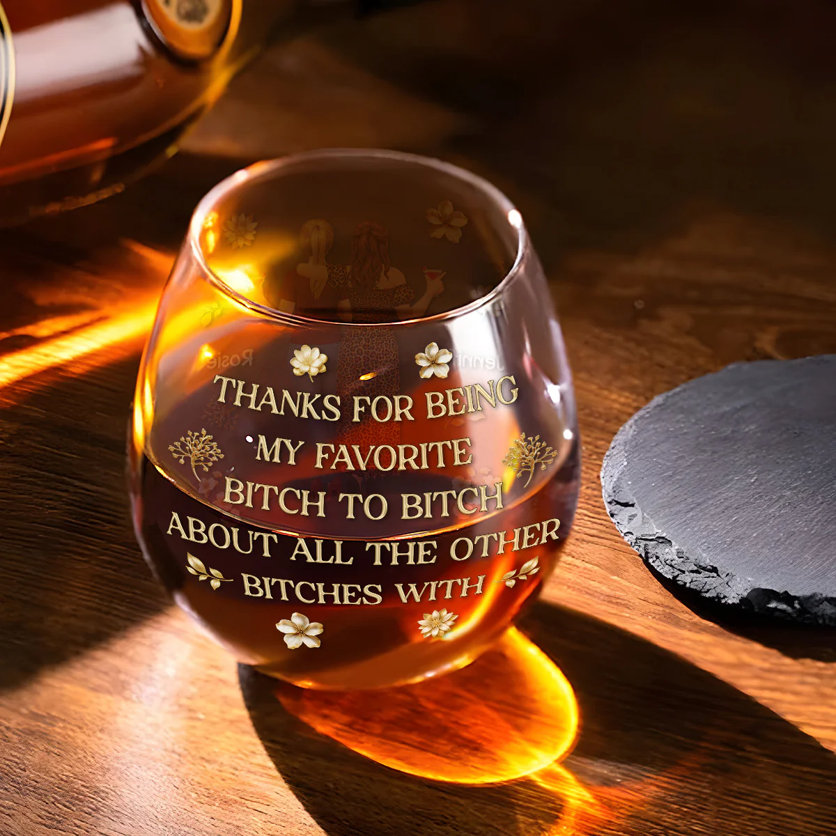 Bitch To Bitch - Personalized Custom Wine Glass - Image 4