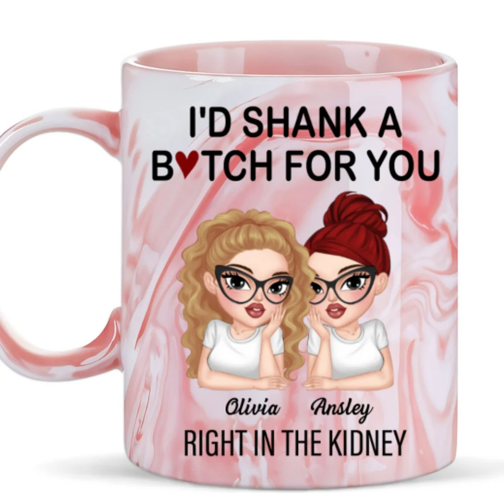 Bitches Forever - Personalized Custom Pink Marble Mug - Image 5