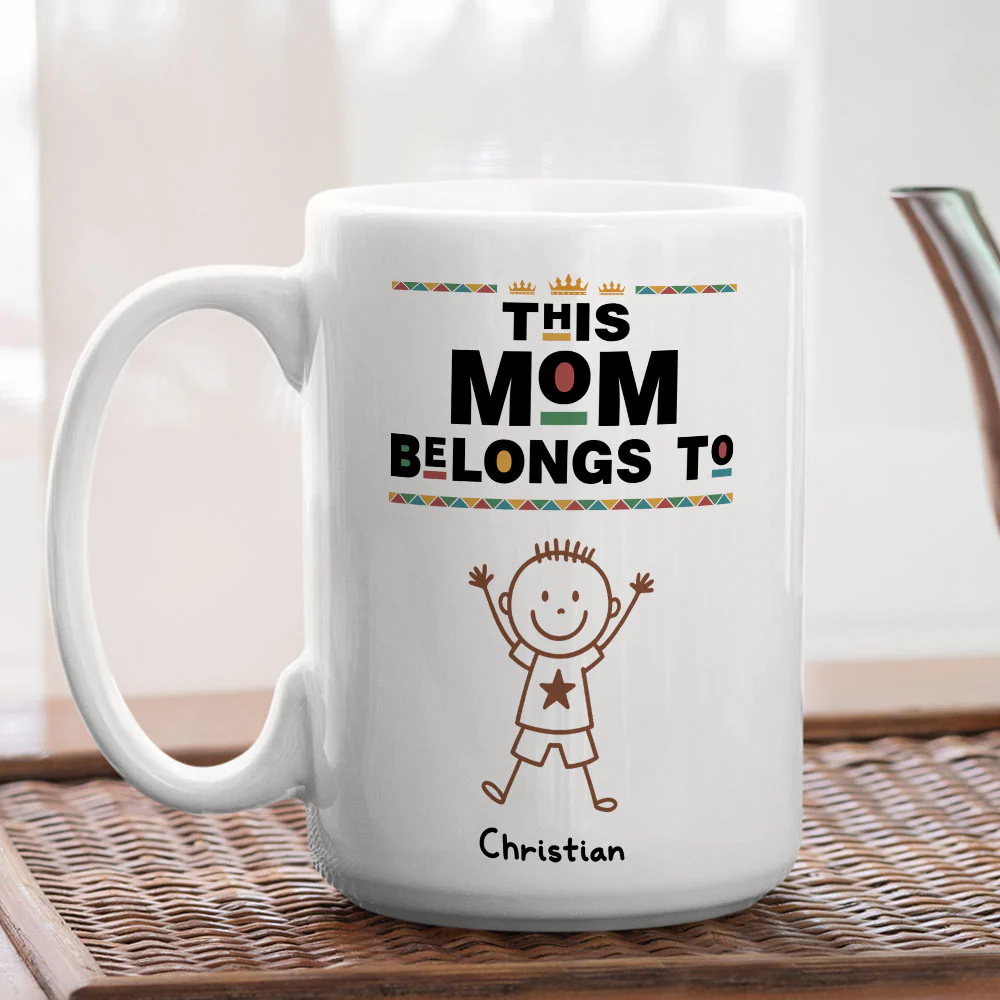 Black Dad Grandpa Belongs To - Personalized Custom Coffee Mug - Image 3