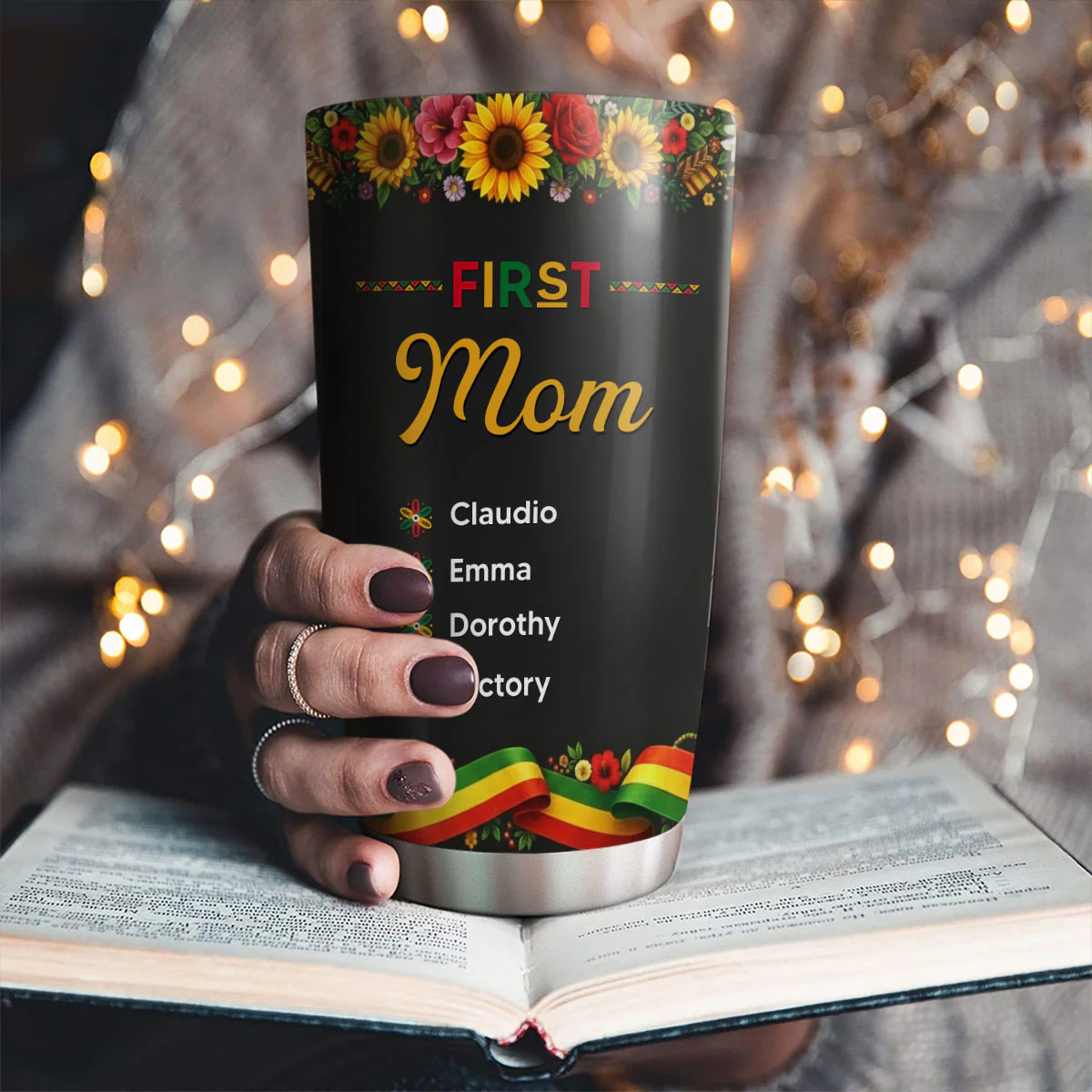 Black Grandma Mom - Personalized Custom Tumbler - Image 4