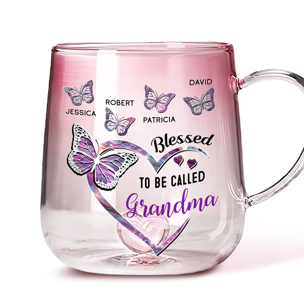 Blessed Mimi - Personalized Custom Pink Gradient Glass Mug