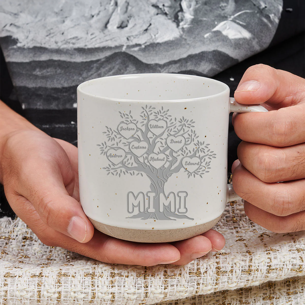 Blessed To Be Called Grandma - Personalized Custom Engraved Pottery Mug - Image 3
