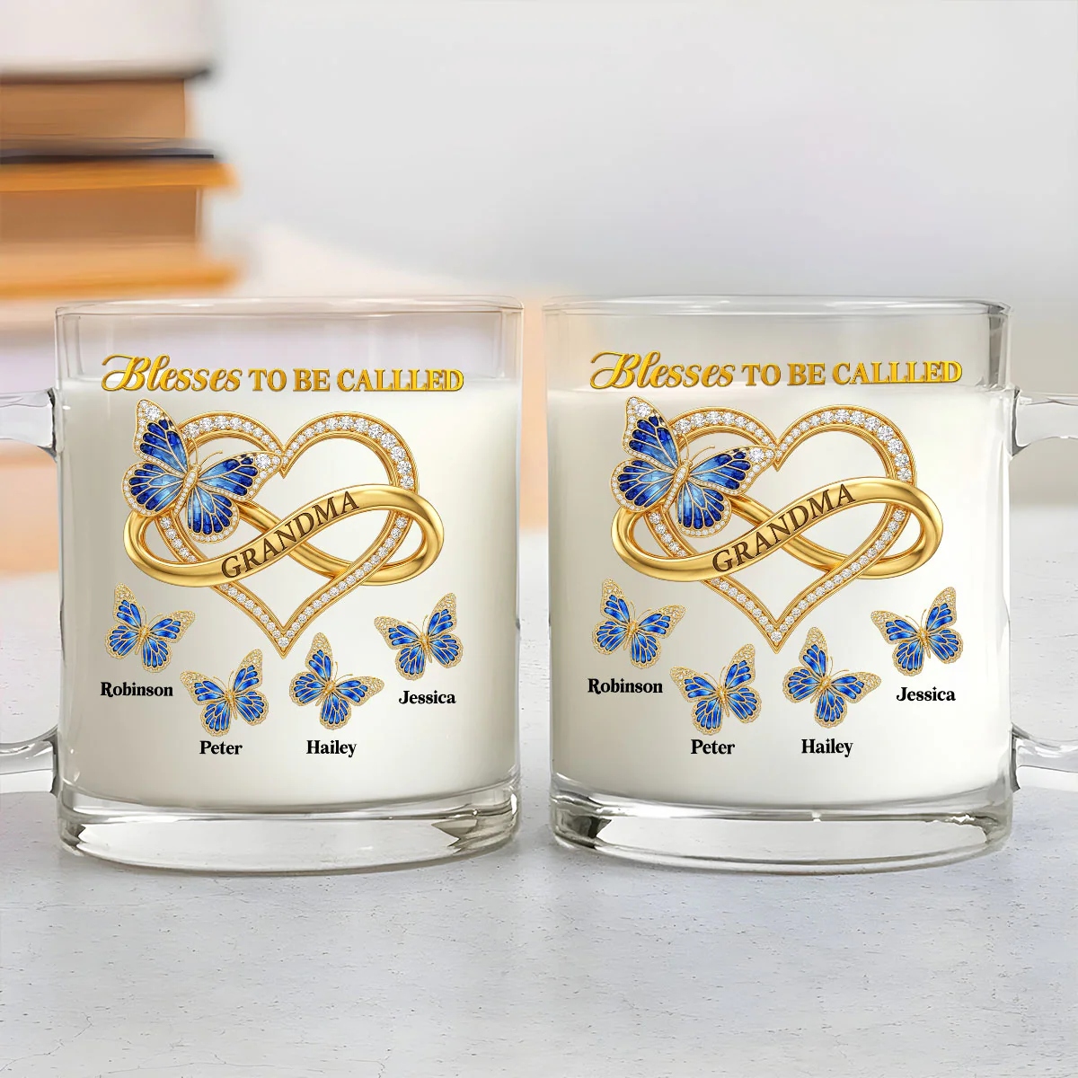 Blessed To Be Called Grandma Ver Glitter - Personalized Custom Glass Mug - Image 4