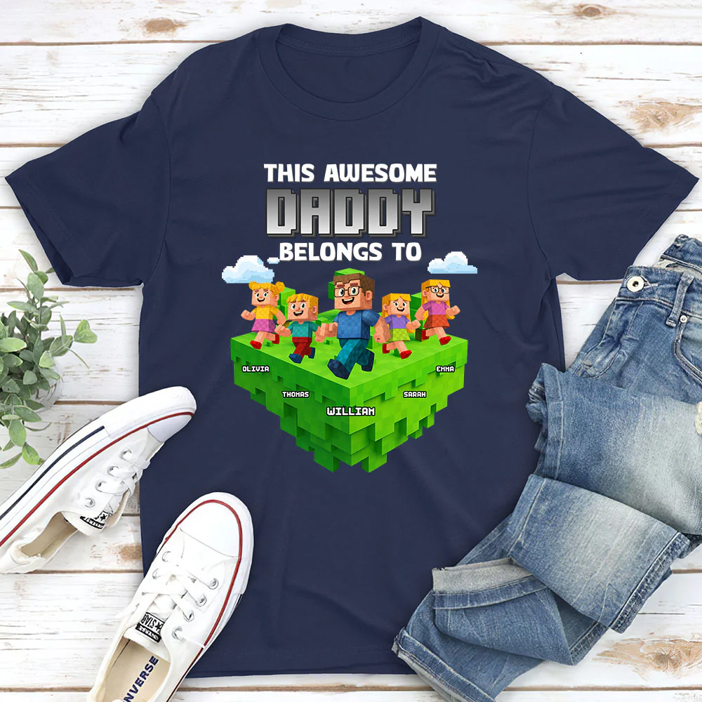 Block World Dad And Kids - Personalized Custom Shirt - Image 2