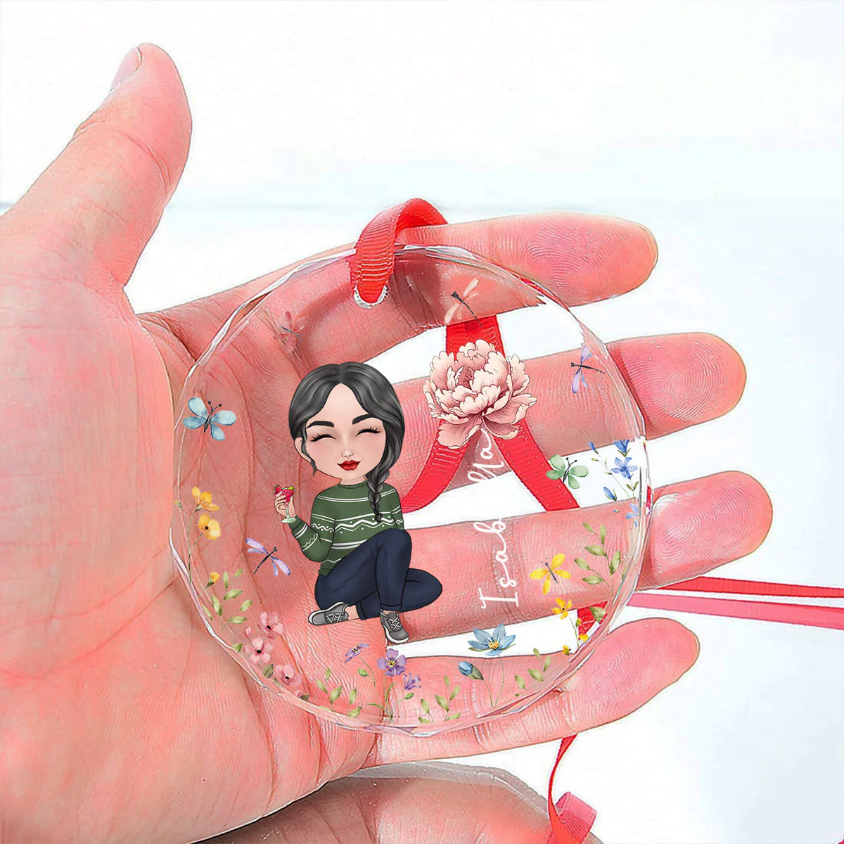 Bloom Girl Charm - Personalized Custom Glass Ornament - Image 4