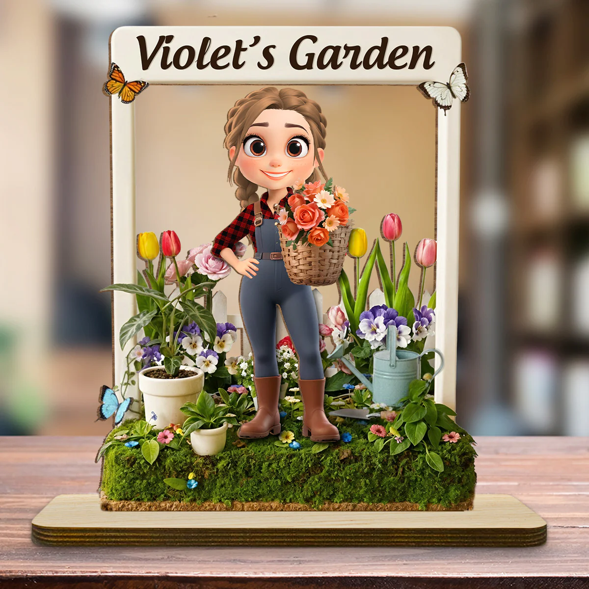 Bloom Inside - Personalized Custom 2-Layer Wood Plaque With Flat Base - Image 2