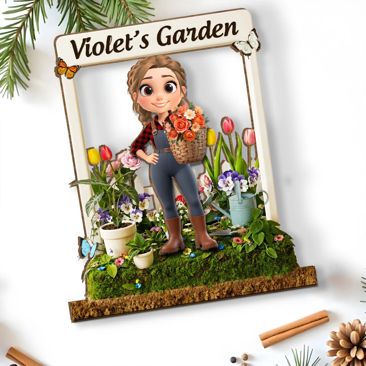 Bloom Inside - Personalized Custom 2-Layer Wood Plaque With Flat Base - Image 3