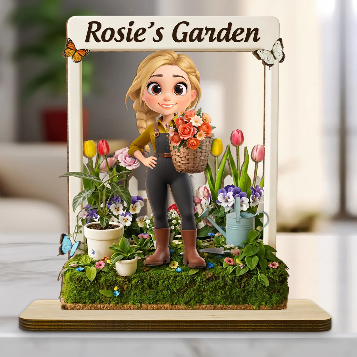 Bloom Inside - Personalized Custom 2-Layer Wood Plaque With Flat Base - Image 4