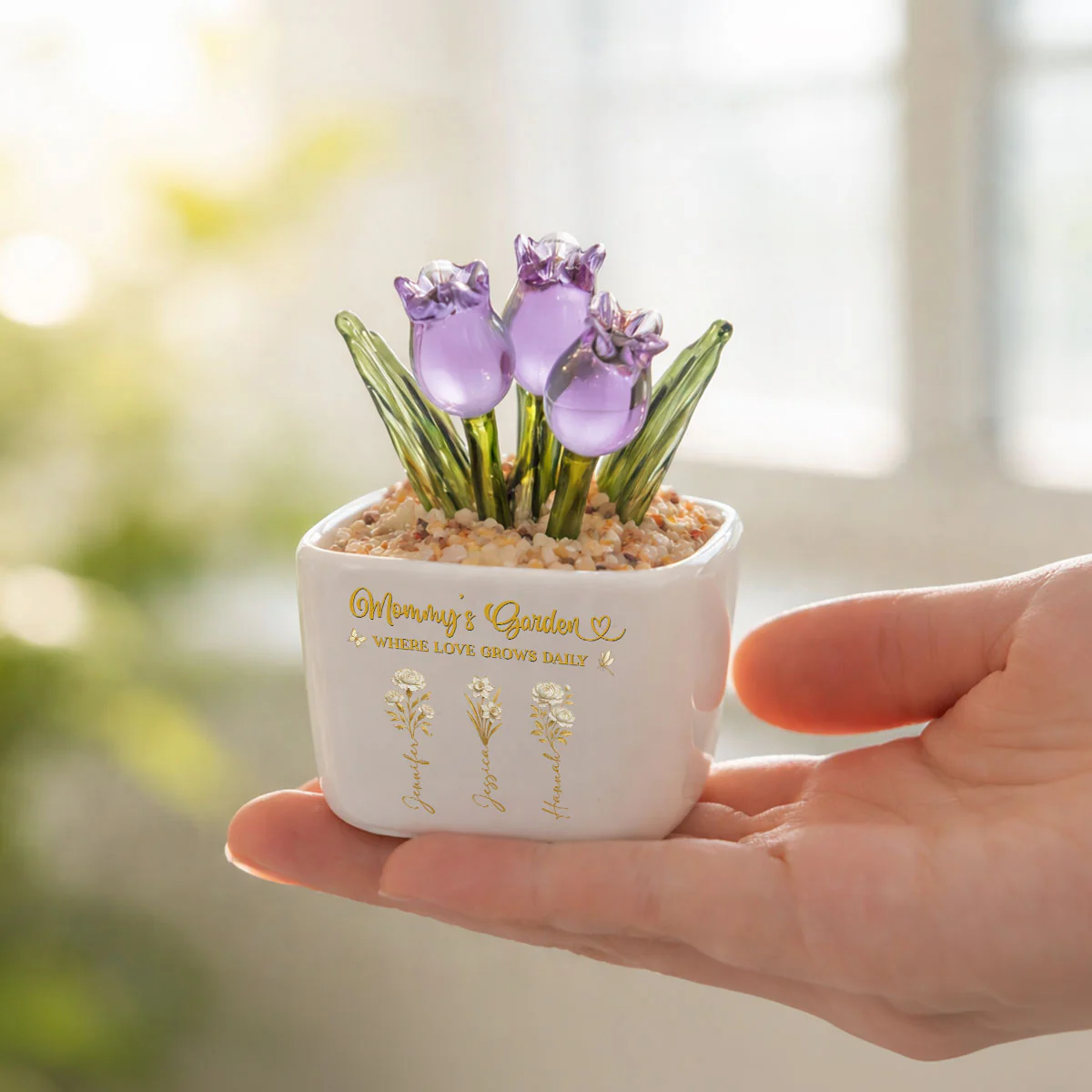 Blooming Bonds - Personalized Custom Glass Everlasting Tulips - Image 3