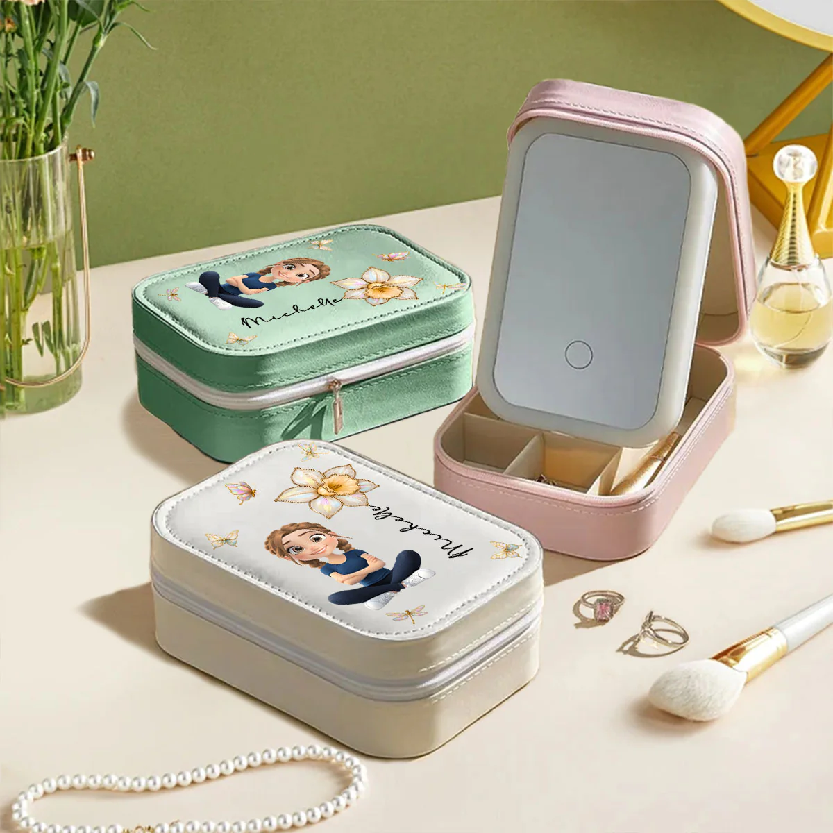 Blooming Soul - Personalized Custom Jewelry Box With LED Mirror - Image 4