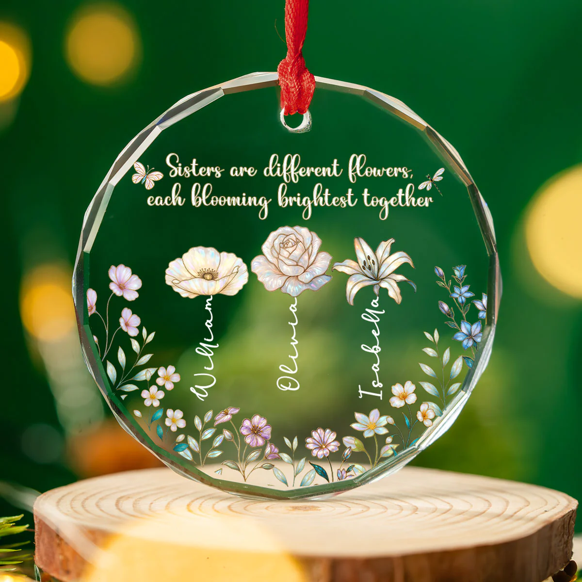 Blooming Together - Personalized Custom Glass Ornament - Image 2