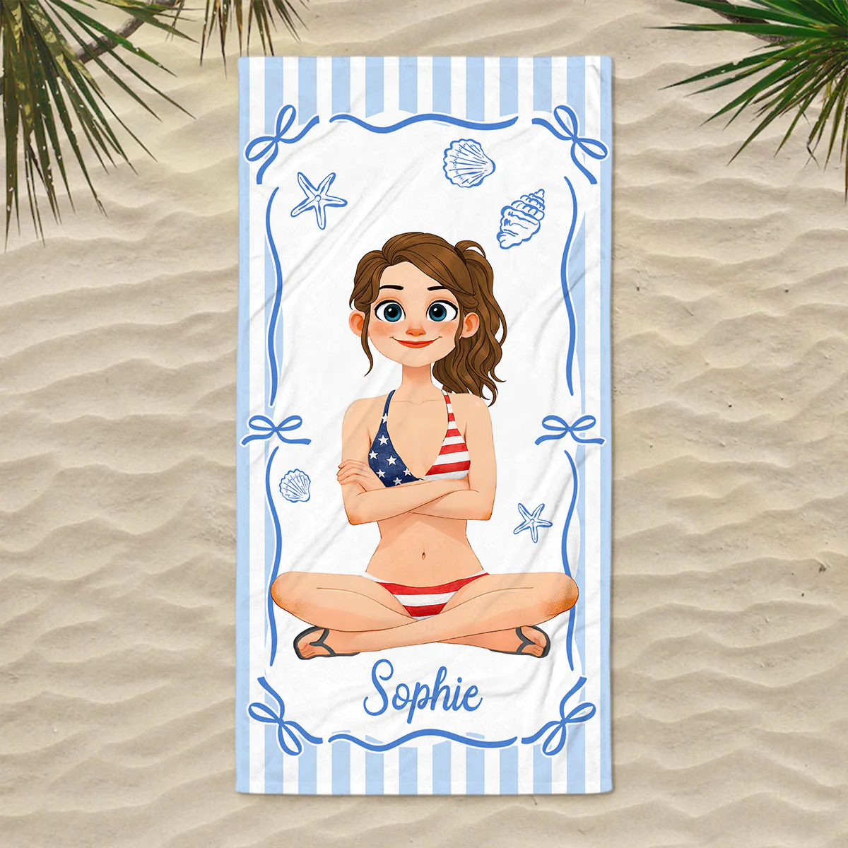 Blue Ocean Bestie - Personalized Custom Beach Towel - Image 2